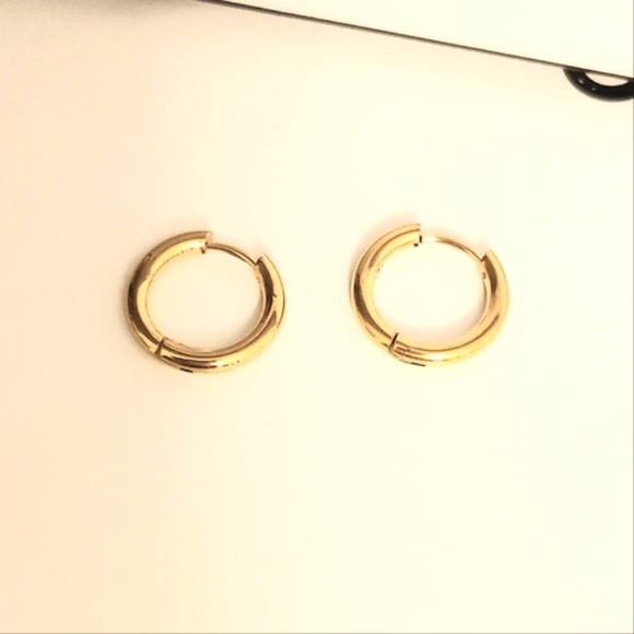 Golden Hoop Earrings- Pair - Picture 3 of 3